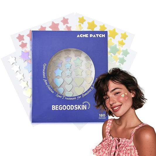 Hydrocolloid Acne Patches – Invisible& Visible Pimple Patches for Face, Tea Tree oil, Zit Absorbing Spot Treatment, Blemish Patches, Patch for Whitehead, Star& Heart Shapes, 180 count