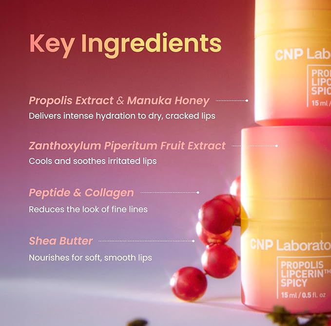 CNP Honey Lip Butter - Propolis Lipcerin™ 04 Mint, Hydrating Overnight Manuka Lip Balm & Mask, Plumping, 12hr Long-Lasting Moisture, Korean Skin Care, 0.5 fl.oz.