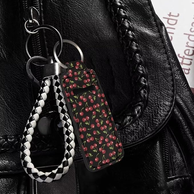 Horeset Cherry Novelty Women Chapstick Holder Keychain Slim