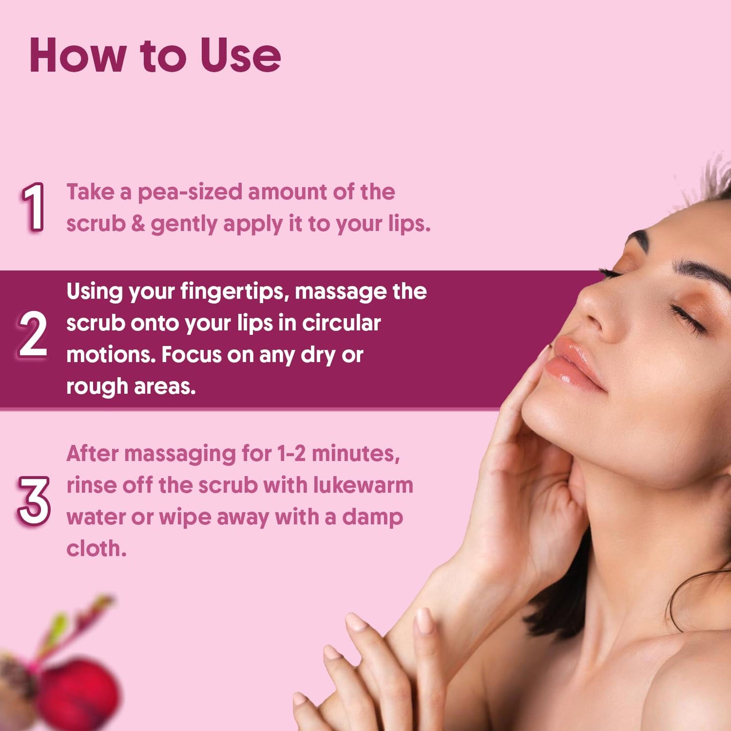 Aravi Organic Beetroot Lip Scrub with Shea Butter & Cocoa Butter – For Dark, Chapped & Pigmented Lips – Suitable for Men and Women - 0.5 FL Oz / 15gm