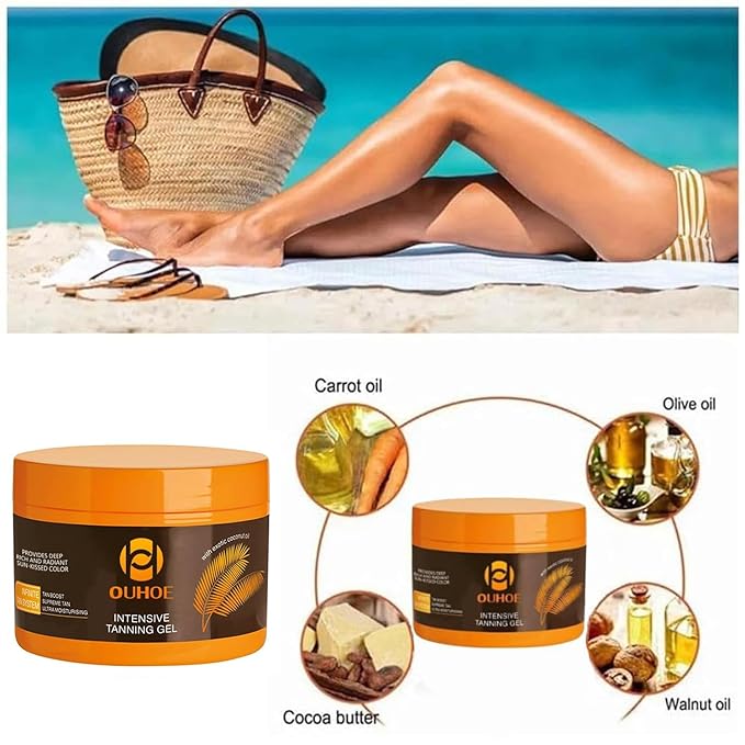 Brown Tanning Gel Tanning Cream,Tanning Accelerator Cream, Soft Brown Intensive Tanning Luxe Gel,Tanning Luxe Gel, Tanning Cream for Sunbeds & Outdoor Sun 150g*2PCS