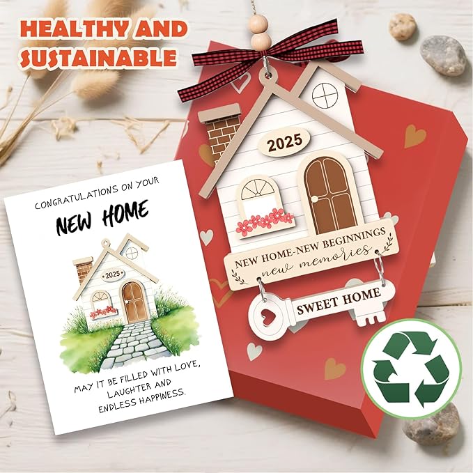 2025 New Home Ornament - Wooden Housewarming Gift for Homeowners, Couples & Friends - New Home New Beginning First Christmas House Ornament