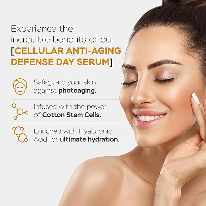 AM/PM Anti-Aging Facial Serum Duo, Deep Hydration, Photoaging Protection with Arabian Cotton Stem Cells & Hyaluronic Acid (AM), Firming & Rejuvenation with Centella Asiatica Stem Cells & Collagen (PM)