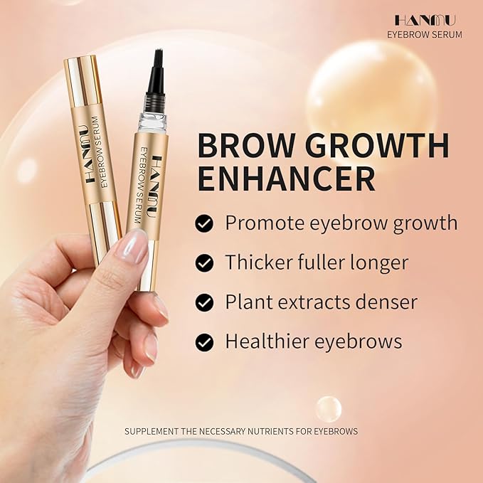 HANMU Eyebrow Growth Serum,For Rapid Enhancing Brow Growth Faster,Fuller,Thicker,Non Irritating Eye Brow Serum Enhancer 4ml