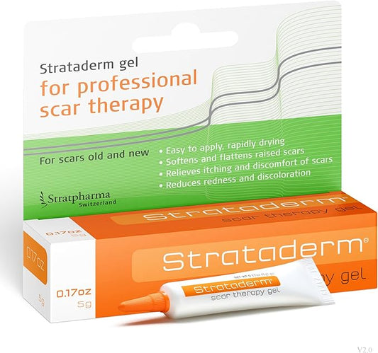 Strataderm Professional Scar Therapy Gel | Old and New Scars from General Surgery, Trauma, Wounds, Burns, Bites, Acne & Skin Disease | Reduces Redness, Discoloration, Discomfort & Itch | 5g (0.17oz)