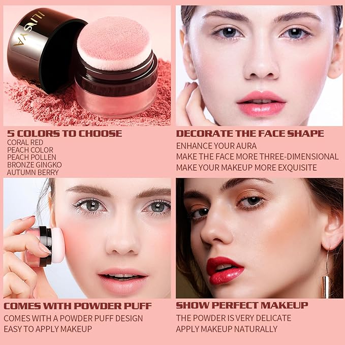 Face Blush Powder Makeup Soft Mushroom Blush for (Autumn Berry)