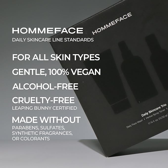 HommeFace Daily Trio Skin Care Set for Men, 3-Step Routine