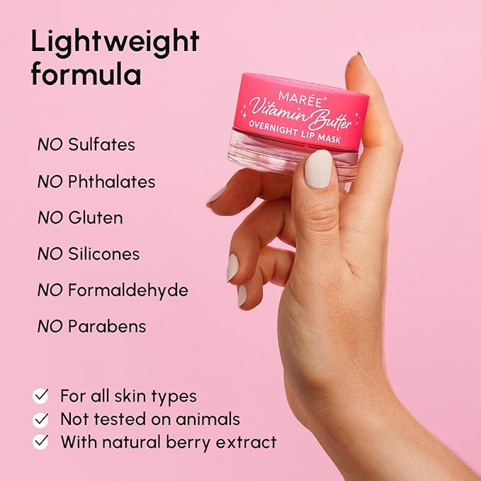 MAREE Lip Moisturizer - Lip Mask Overnight - Moisturizing Lips Butter Balm with Hyaluronic Acid - Lip Sleeping Mask - Lip Moisturizer For Very Dry Lips Care - Hidratante de Labios Care Products