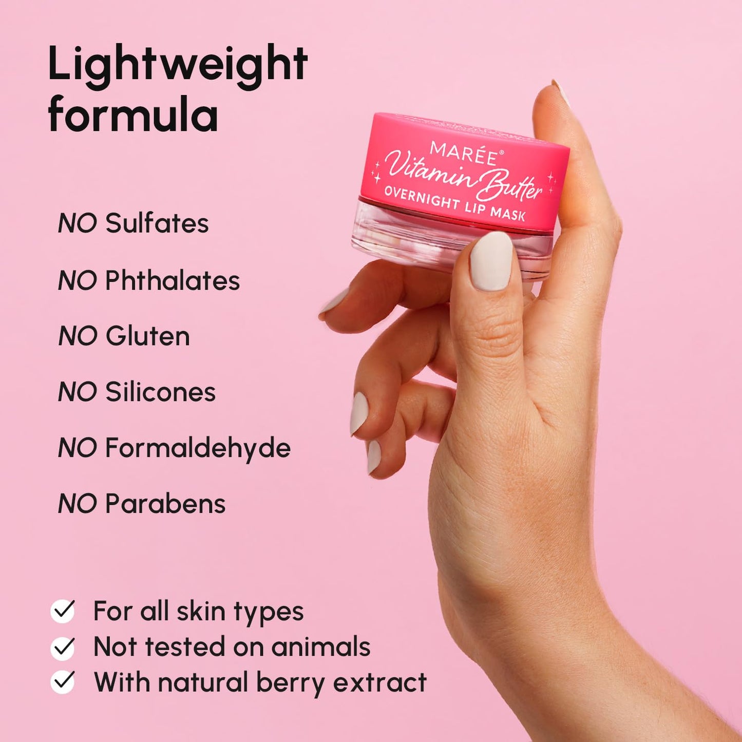 MAREE Lip Moisturizer Sleeping Mask Overnight - Moisturizing Lips Butter Balm with Hyaluronic Acid - For Very Dry Lips Care - Hidratante de Labios Care Products