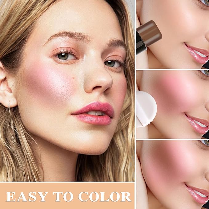 Cream Blush Stick with Brush,Waterproof Multi Cream Blush Skin F6