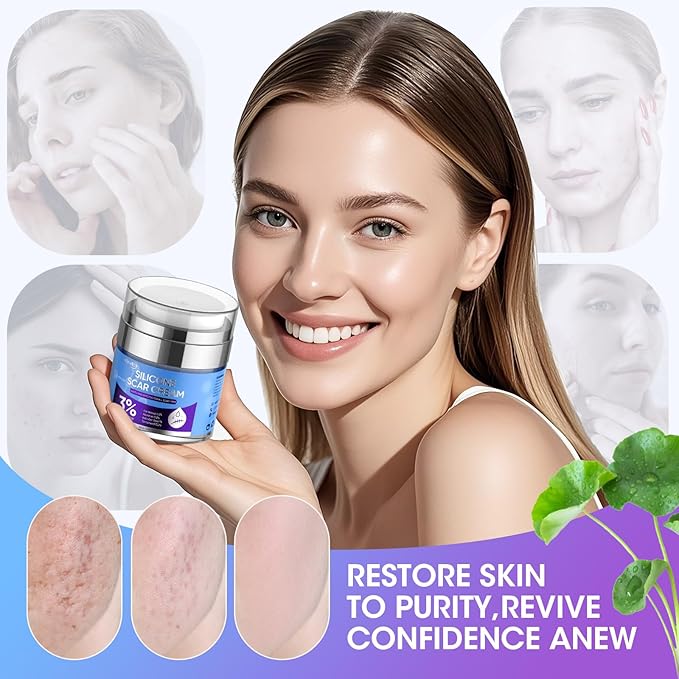 Silicone Scar Cream for Surgical Scars, 3% Dimethicone Complex Silicone Scar Gel for Old & New Scars, C-Section, Pregnancy, Acne, Injury, Keloids, Burns, Non-Irritating Scar Removal Cream(50ML)