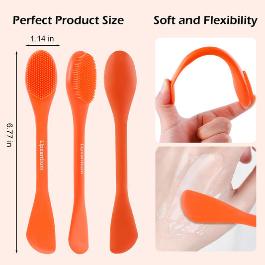 Lipxantiom 3 Pcs Silicone Face Mask Brush Applicator Mask Brushes for Facials Cleansing & Exfoliating,Facial Clay Mask Applicator Tool Mask Spatula Cream Skincare for Apply Cream,Lotion,Mud,Clay