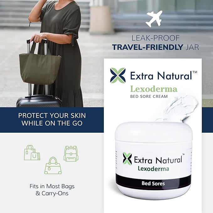 Extra Natural Lexoderma Soothing Skin Protectant Barrier Cream - Fast Acting Advanced Herbal Topical to Help Soothe Bed Sores & Pressure Sores - 4 Ounces