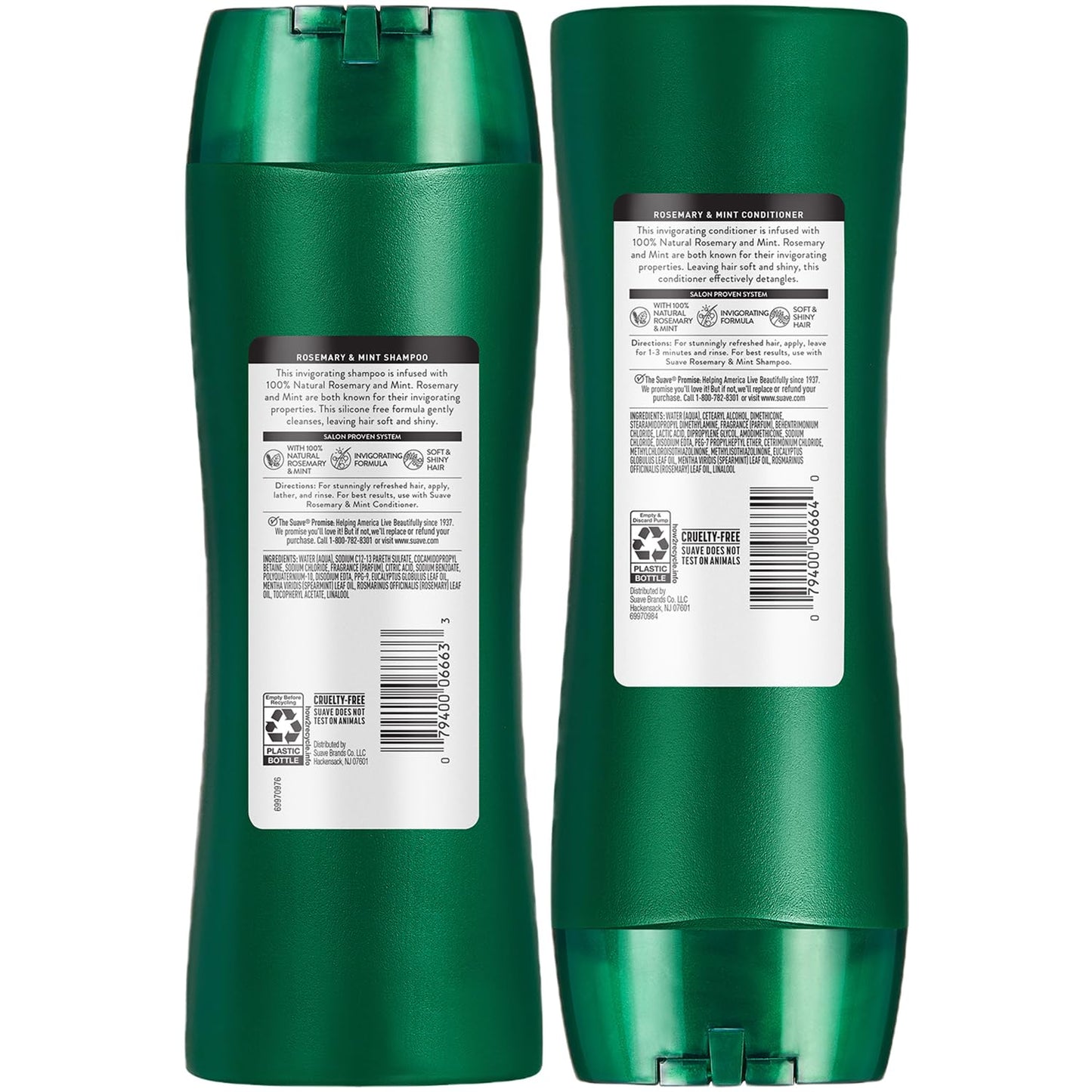 Suave Shampoo and Conditioner Set, Rosemary & Mint - Invigorating Rosemary Mint Clarifying Shampoo & Conditioner, Hair Strengthening, Scented, 12.6 Oz Ea (2 Piece Set)