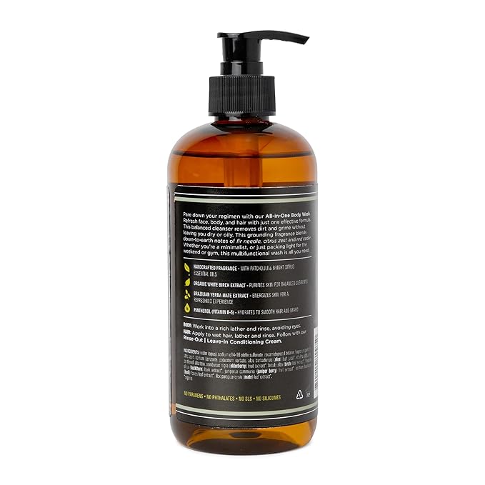 Barrel and Oak - All-In-One Body Wash, Men's Body Wash, Men's Soap for Hair, Face, & Body, Essential Oil-Based, Fir needle, Citrus Zest & Red Cedar Blend (Canyon Balsam, 16 oz)