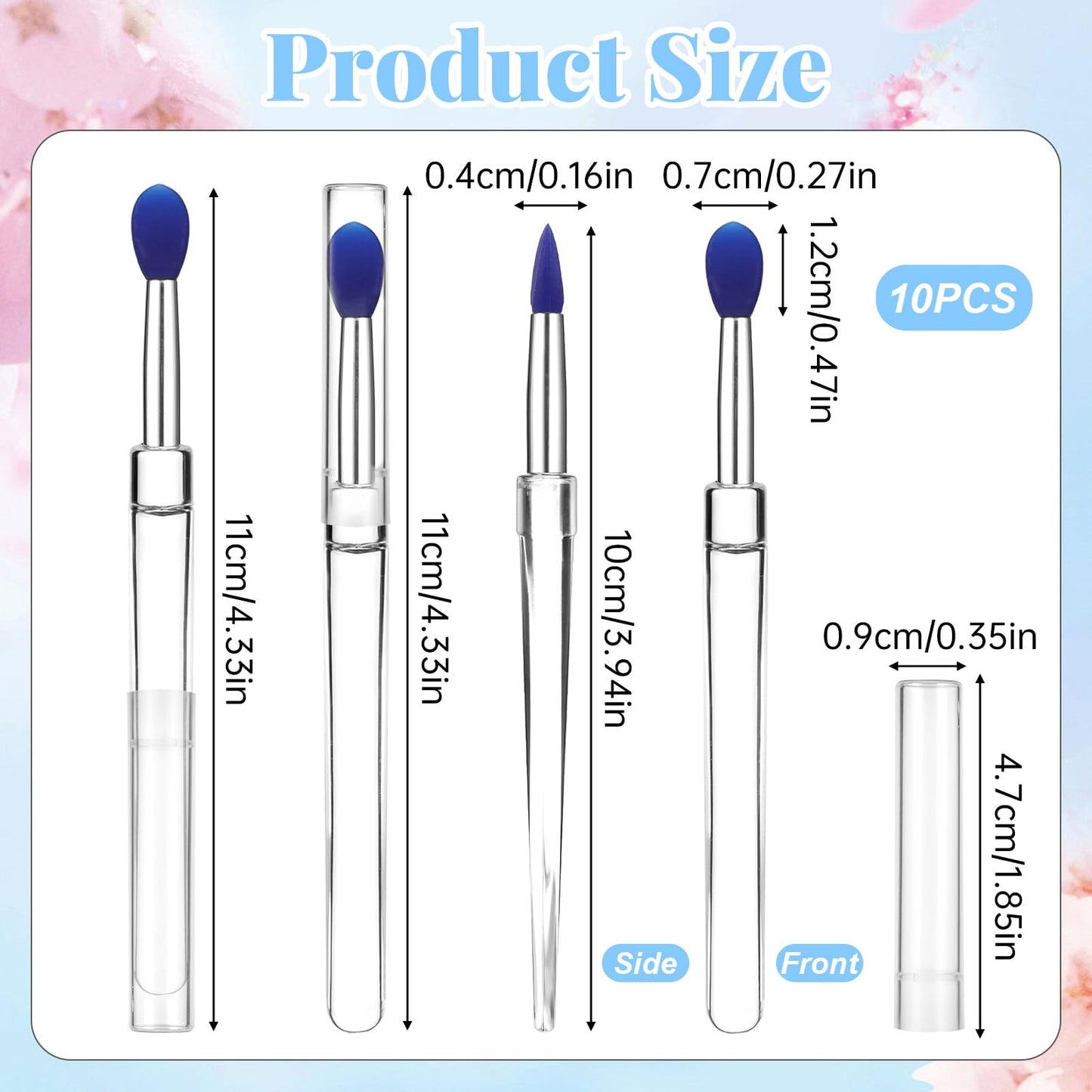 10 PCS Lip Brush, Silicone Lip Lipstick Applicator Brushes with Caps, Reusable Mask Applicator for Applying Lips Gloss Balm, Silicone Lips Scrubber