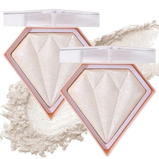 2PCS Pearl White Highlighter Makeup Palette Face Powder
