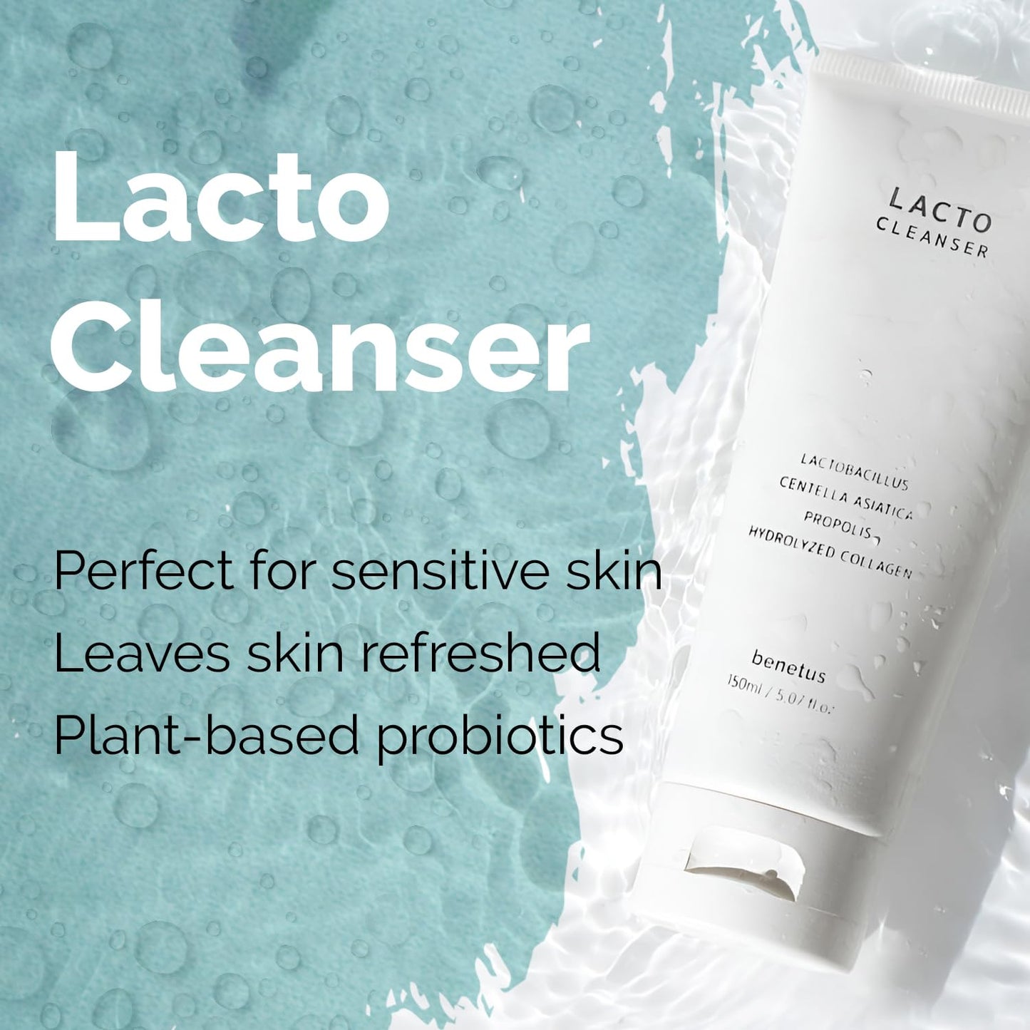 BENETUS Lacto Cleanser, Facial Cleanser, Face Wash, Moisture Balance, for Sensitive Skin Korean Skincare, 150ml