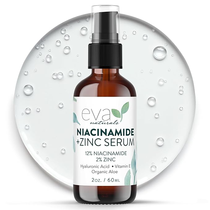 Eva Naturals Niacinamide 12% + Zinc Serum for Face – Dark Spot Remover, Pore Minimizer, Redness Relief, Hydrating Vitamin B3 with Botanical Hyaluronic Acid, Anti-Aging Facial Serum for Clear Skin