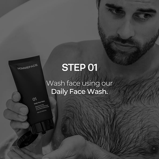 HOMMEFACE Men’s Easy Duo Skin Care Set, 2-Step Daily Routine Kit with Facial Cleanser and 2-in-1 Face Toner & Moisturizer for Men, For Oily & Acne-Prone Skin, 9.29 fl.oz.