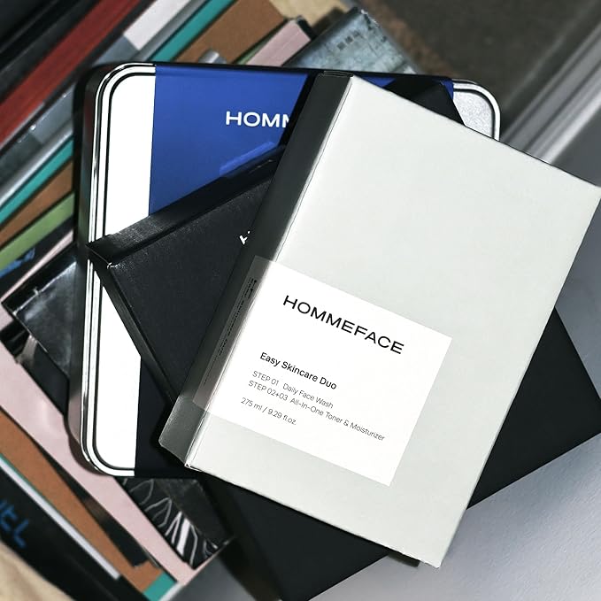 HOMMEFACE Men’s Easy Duo Skin Care Set, 2-Step Daily Routine Kit with Facial Cleanser and 2-in-1 Face Toner & Moisturizer for Men, For Oily & Acne-Prone Skin, 9.29 fl.oz.