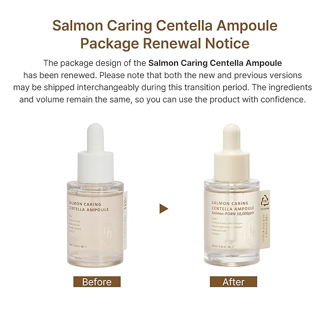 Salmon Caring Centella Ampoule - Salmon PDRN, Salmon Egg Extract, Centella, Madecassoside, Calming, Soothing, Restore and Rejuvenate, Sensitive Skin, Korean Skincare