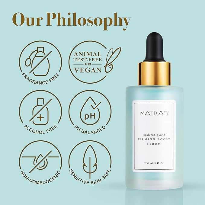 MATKAS Korean Firming Boost Hyaluronic Acid Serum 1 Fl. Oz. - Niacinamide and Hyaluronic Acid Serum for Face Korean Skin Care for Anti Aging, Hydrating Face Moisturizer for Dry Sensitive Skin