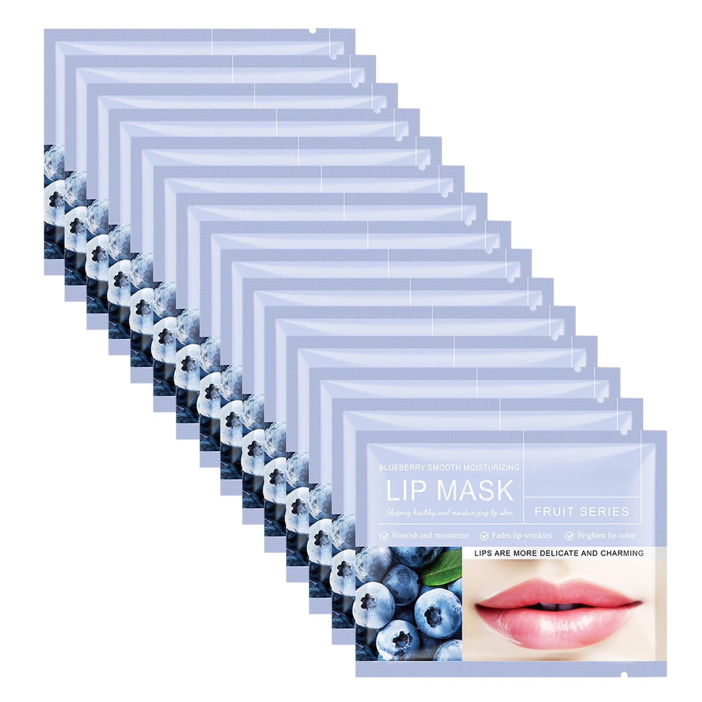 Felico Lip Mask, 30PCS Collagen Care Gel Pads for Moisturizing,Reducing Chapped,Smoothing,Fine Lines,Remove Dead Skin Moisture Essence Make Your Dry Lips Attractive Sexy Blueberry