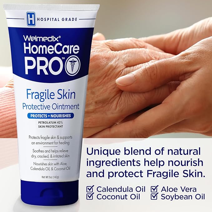 Fragile Skin Protective Ointment Hospital Grade Healing Ointment, Barrier Cream & Skin Protectant w/Calendula for Treatment of Eczema, Psoriasis, Dermatitis, Bed Sores, Chafing (5oz Tube)