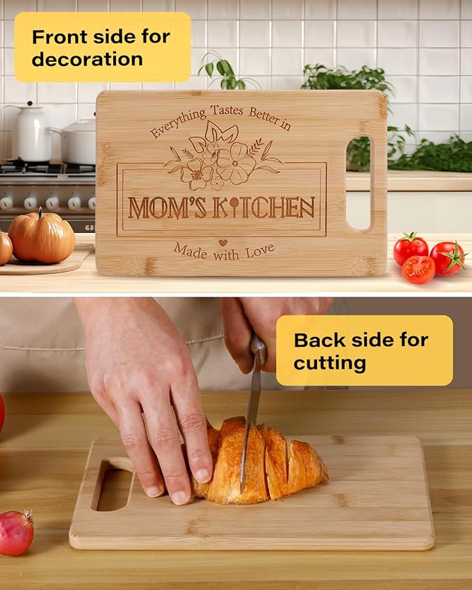Gifts for Mom 11x7 inch, Mother's Day Mom Birthday Gifts from Daughters Son, Bamboo Cutting Board for Mother