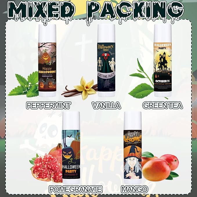 Dunzy 50 Pcs Halloween Lip Balm