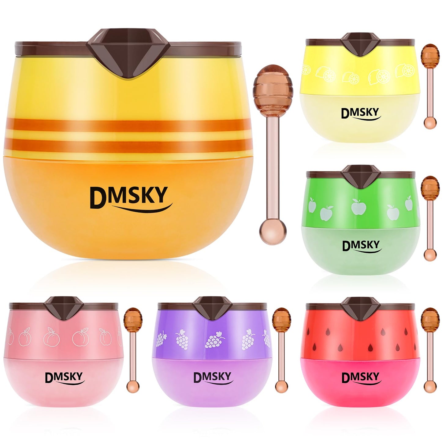 DMSKY 6 PCS Bee Lip Balm Honey Pot, Nourish & Hydrate Lip Sleeping Mask with Vitamin E, Lip Mask Overnight for Dry Lips, Reduces Lip Lines