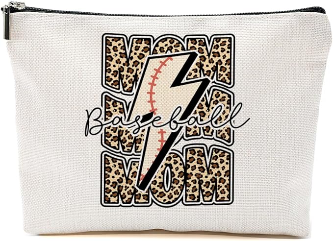 Baseball Gifts Mom Gifts, Baseball Stuff Leopard Makeup Bag, Mama Gifts for Mom Women Baseball Team Player, Baseball Mom Cosmetic Bag, Baseball Coach Gifts Toiletry Bag Christmas Birthday Gifts