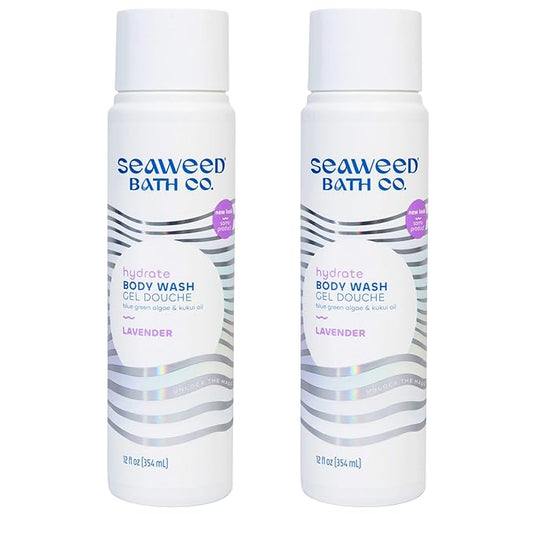 Seaweed Bath Co. Hydrate Body Wash - Lavender | Hydrating Foaming Cleanser with Soothing Natural Ingredients | Vegan, Paraben and Sulfate Free Shower Gel for Men and Women | 12 oz (Pack of 2)