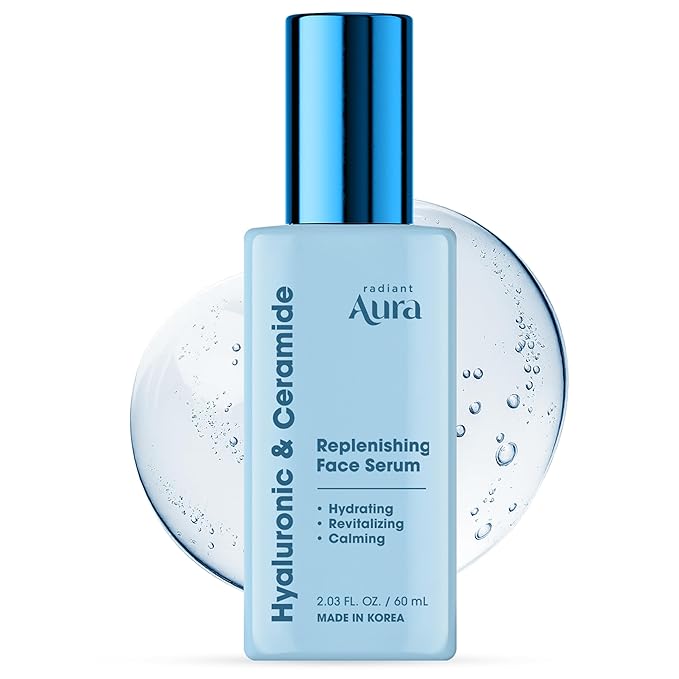 Facial Serum with Hyaluronic Acid & Ceramide - Dermatologist Tested Korean Serum for Glowing Skin - Hydrating, Calming & Skin Barrier Repair - Suitable for Sensitive Skin - 2 Fl. Oz