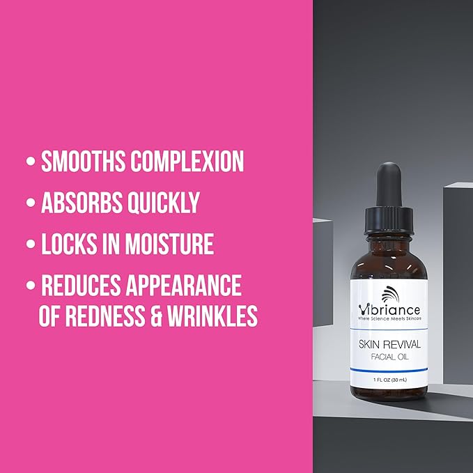 Vibriance Skin Revival Facial Oil - Natural Ingredients - Face Hydrating for Sensitive and Dry Types, with Vitamin E, Sea Buckthorn, Camellia, Squalane - Vegan, Paraben-Free