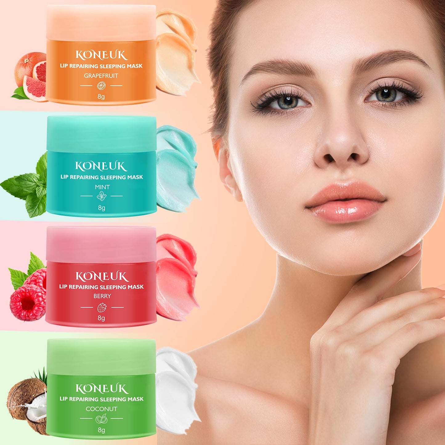 12 Pack Lip Sleeping Mask Set, Overnight Lip Treatment, Nourish and Hydrate Lip Mask With Vitamin C and Coconut Oil, Lip Balm for Dry Lips, Reduce Lip Lines and Improve Lip Color