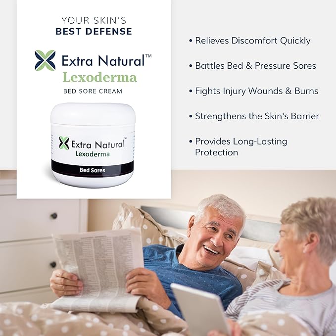 Extra Natural Lexoderma Soothing Skin Protectant Barrier Cream - Fast Acting Advanced Herbal Topical to Help Soothe Bed Sores & Pressure Sores - 4 Ounces