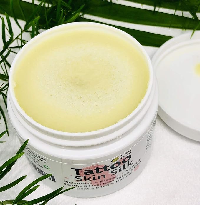 Urban ReLeaf TATTOO SKIN SILK! Calm new ink fast! Brighten old tats! 100% Natural Shea Butter Salve Ointment, Cream Lotion Protect! Vegan. Healing Botanicals! Soothe crusty and tight skin.