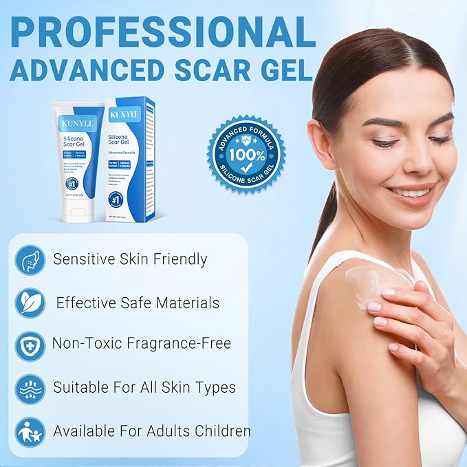 Silicone Scar Gel, Scar Cream, Advanced Scar Stick for Surgical Scars, Stretch Marks, Keloid Bump Removal, Old and New Scars 2.11oz (60g)