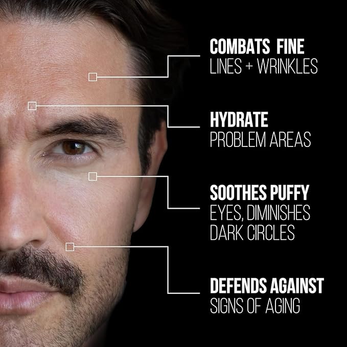 RUGGED & DAPPER Premium Men's Eye Cream | Age Defense for Dark Circles, Wrinkles & Puffy Eyes | Unscented | Hyaluronic Acid, Aloe + Argan Oil