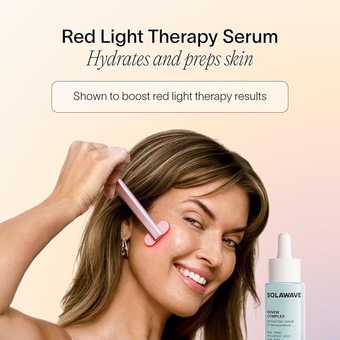 Solawave Renew Complex Red Light Therapy Activation Serum for Face & Neck | Pairs with LED Facial Wand Device | Hydrates & Plumps the Skin | Blue Tansy, Aloe Vera, Hyaluronic Acid (3 Pack - 1 Oz)