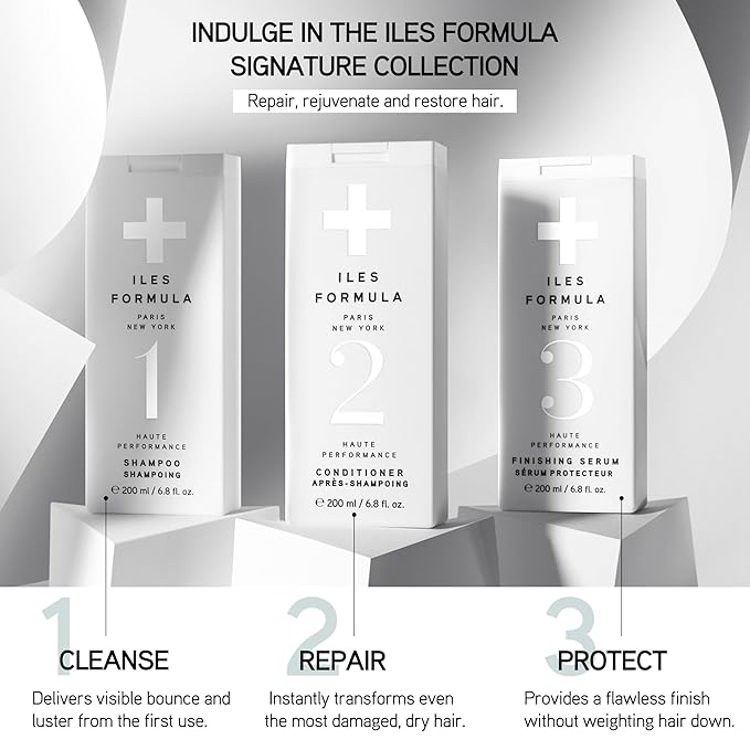 ILES FORMULA Styling Cream & Finishing Serum with Heat Protection, Weightless (Non-Greasy) Hair Repair Treatment for Damaged Hair, Anti-Frizz Blow Dry Product with Silk Extract & Macroloba Seed