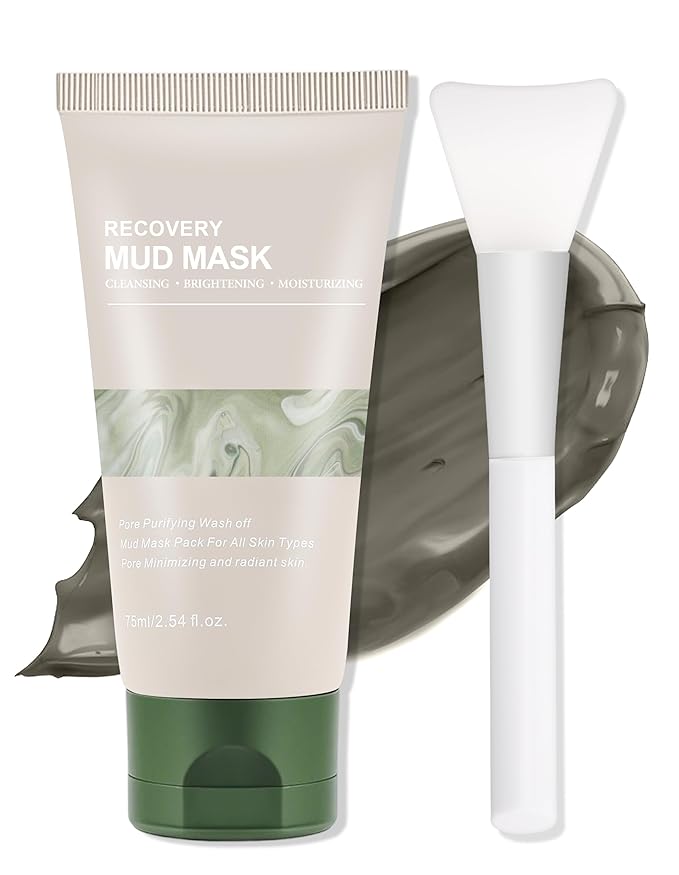 Erinde Recovery Mud Mask - Korean Wash Off Clay Mask for Face & Body, Hydrating & Moisturizing, Deep Pore Cleanser, Oil Control & Pore Minimizer, 2.54 fl oz