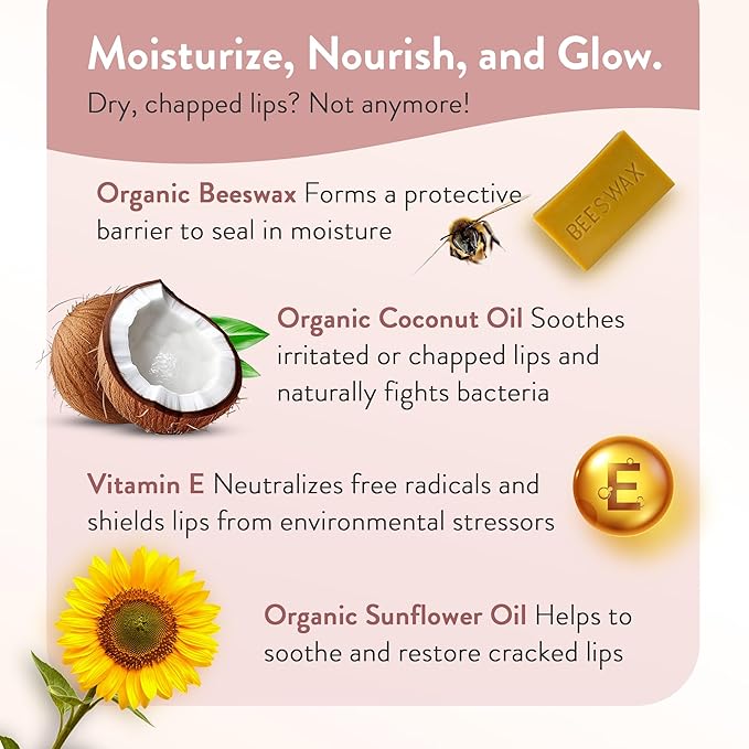 Moroccan Magic Organic Lavender Vanilla Lip Balm 3 Pack | Ultra-Hydrating Argan & Essential Oil Lip Moisturizer + Vitamin E | Natural Chapstick for Dry Lips | Smooth, Non-Toxic | Organic Lip Balm