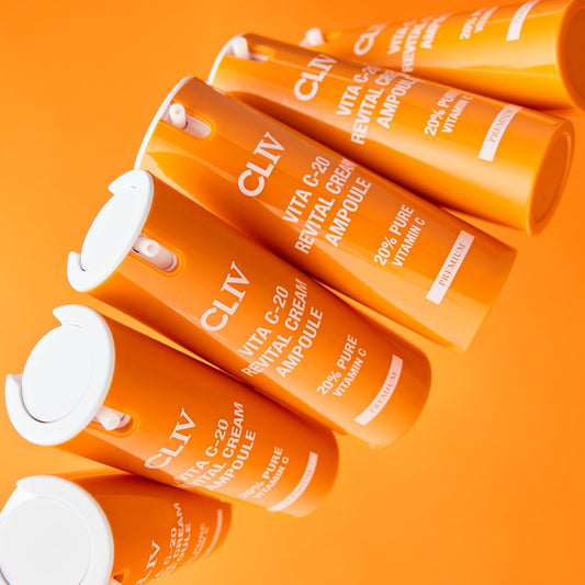 CLIV Vita C-20 Revital Cream Ampoule – Korean Skincare Moisturizer with 20% Pure Vitamin C, Vitamin E & Hyaluronic Acid – Nourishing Facial Serum – 0.5 fl oz (15ml)