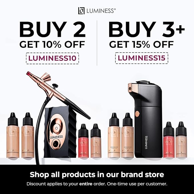 LUMINESS Silk Airbrush Spray Foundation & Buffing Brush Deep Rich)