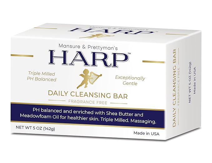 HARP pH-Balanced (5.0-6.0) Body Wash Bar - Exceptionally Gentle For Dry or Sensitive Skin + Shea Butter + Borage Oil | Non-Comedogenic | Soap-Free, Lye-Free. FRAGRANCE FREE (No Masking agents added)