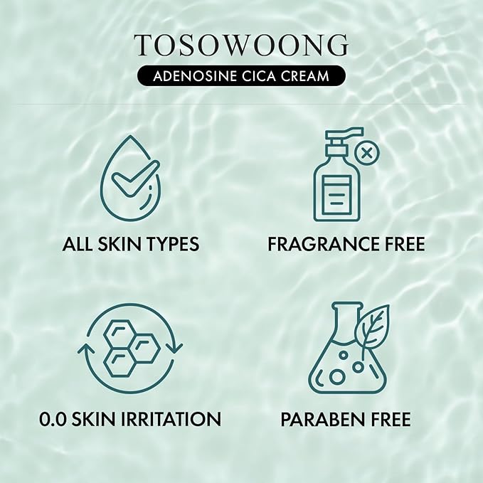 Adenosine Cica Cream, 520,000ppm Centella Asiatica, Redness Reducing for Oily and Dry Skin Moisturizer, Barrier Cream with Niacinamide and Panthenol, Korean Skincare, 100ml, 3.38 fl. oz.