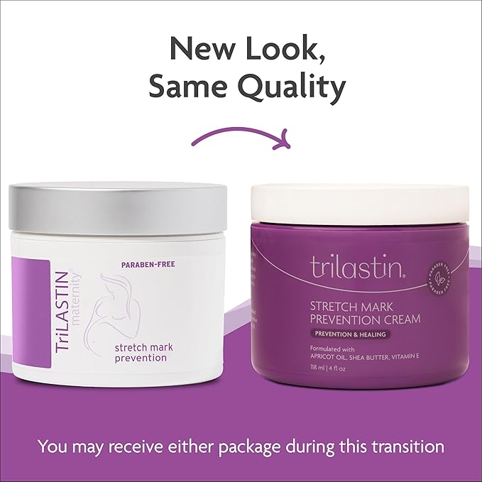 TriLASTIN Maternity Stretch Mark Cream for Pregnancy - 4 Oz (3-Pack) - Hypoallergenic & Paraben-Free Silicone Scar Cream & Shea Butter - Pregnancy Must Haves